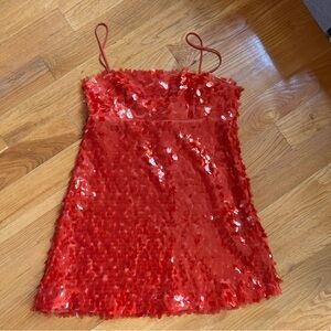 Red sequin short dress Zara woman size 5